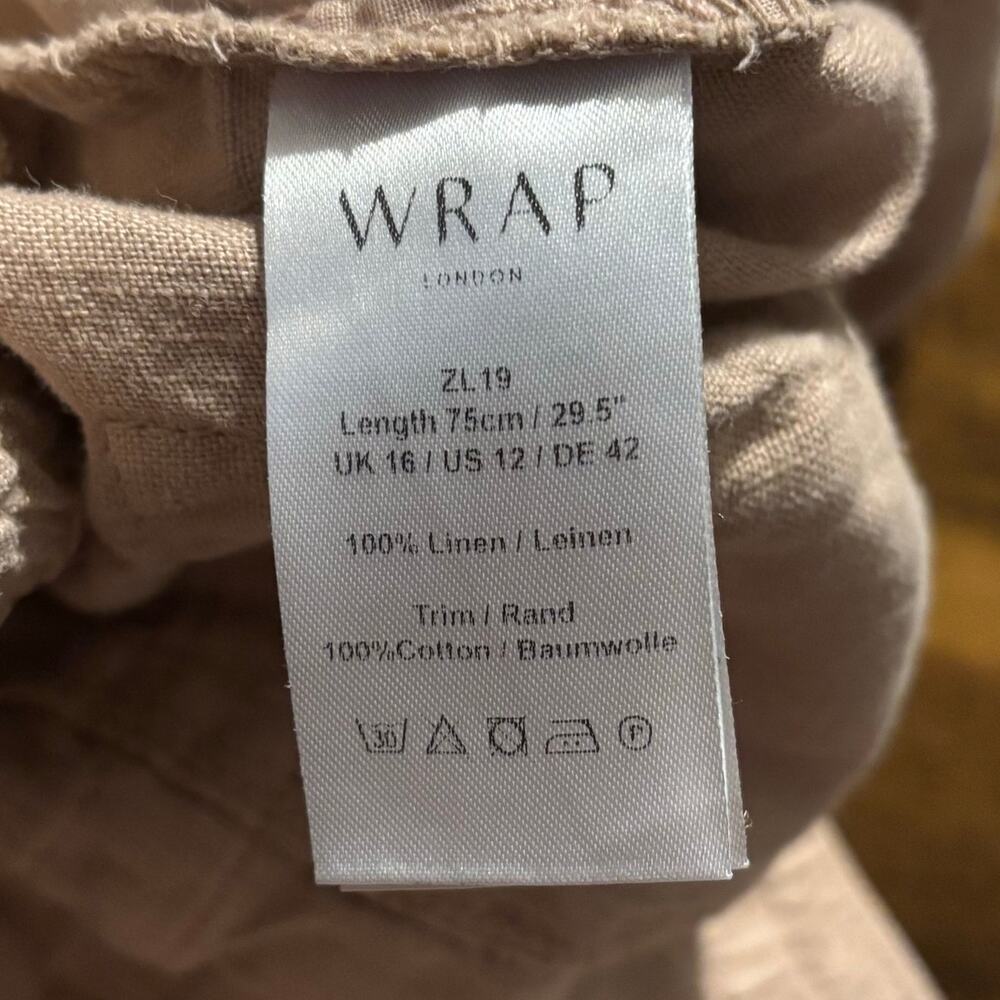 Wrap London Women’s 12 Pants Wide Leg 100% Linen Pull On High Rise Straight - Picture 6 of 11